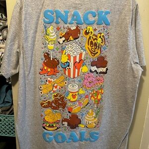 Walt Disney Gray T-Shirt with Colorful Snack Graphics
